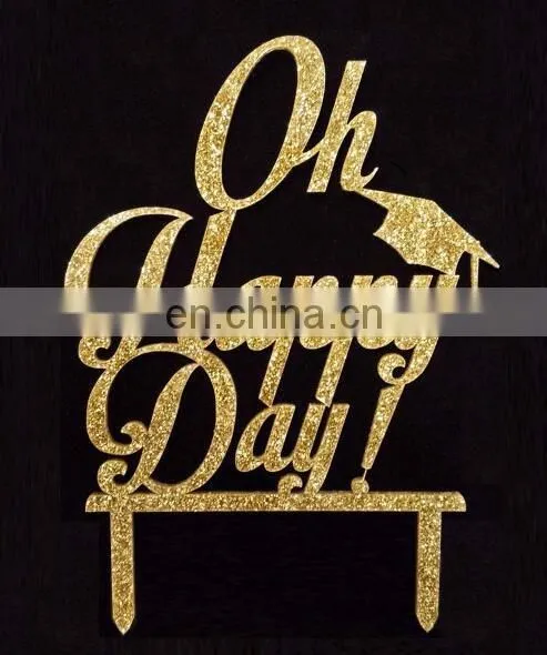 Newest 'Oh happy Day!' Acrylic Cake Topper Glitter Gold Cake Topper