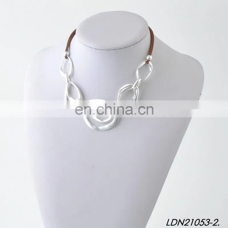 Pompom Metal Chain Leaf Loopy Circles Necklaces