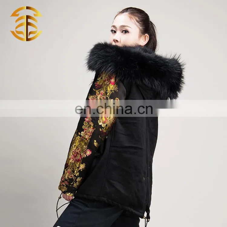 Custom Winter Cotton Bomber Jackets with Raccoon Fur Collar