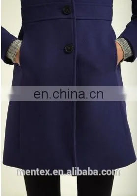 lady's navy overcoat in the winter