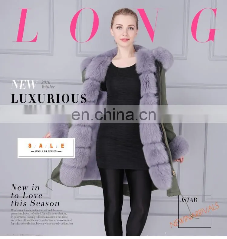 Couple style fashion long natural fur coat fur trim
