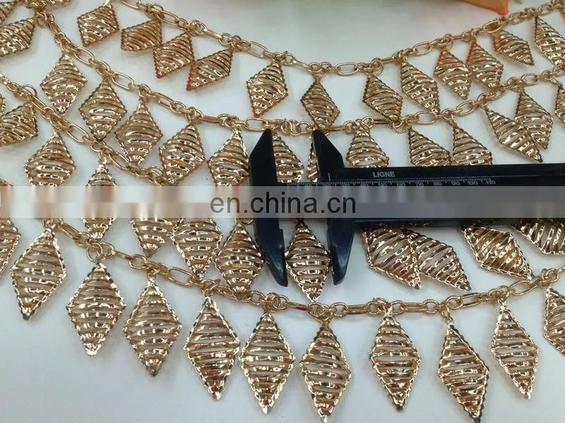 hot sell drop crystal gold color metal chain trimming sew on clothing bags or shoes garment accessories