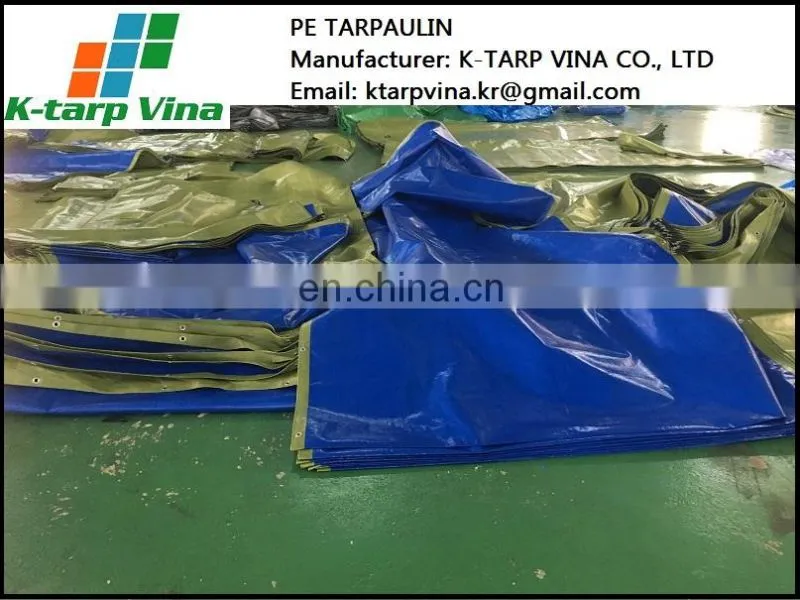 Heavy Duty Tarpaulin, High Density Woven Polyethylene and Double Laminated, 180g/sqm, Blue/Green