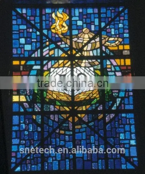 tempered facted glass church pattern interior or exterior decoration