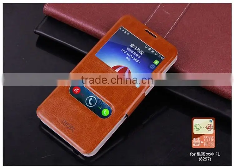 MOFi Case Celular Leather Flip Dot View Cover for Coolpad Dazen F1, Mobile Handset Coque Back Housing for Coolpad 8297