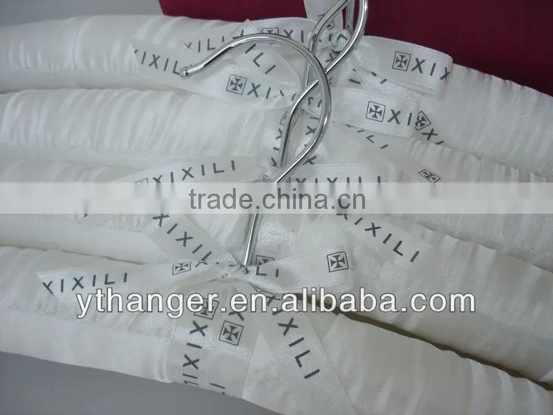 ST7 foam clothes hanger covers satin hanger fabric white