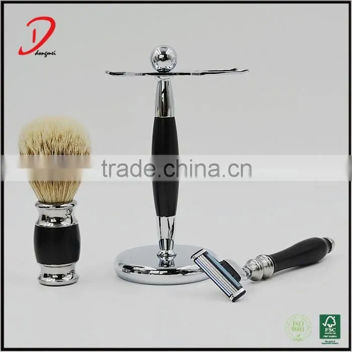 high quality low MOQ badger shaving brush set ,mens shaving brush gifts set