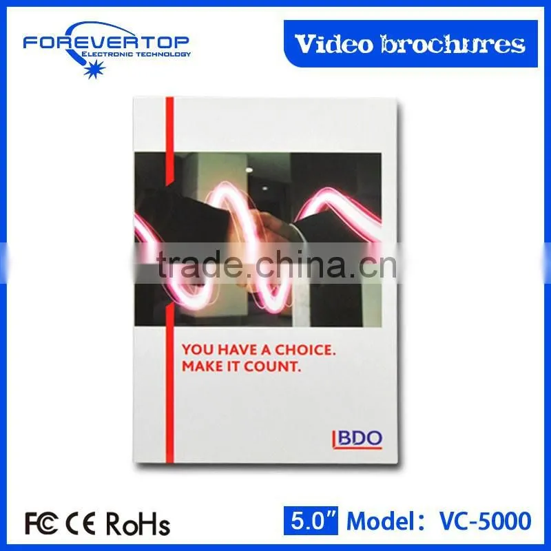 New arrived 5 inch factory price video brochure