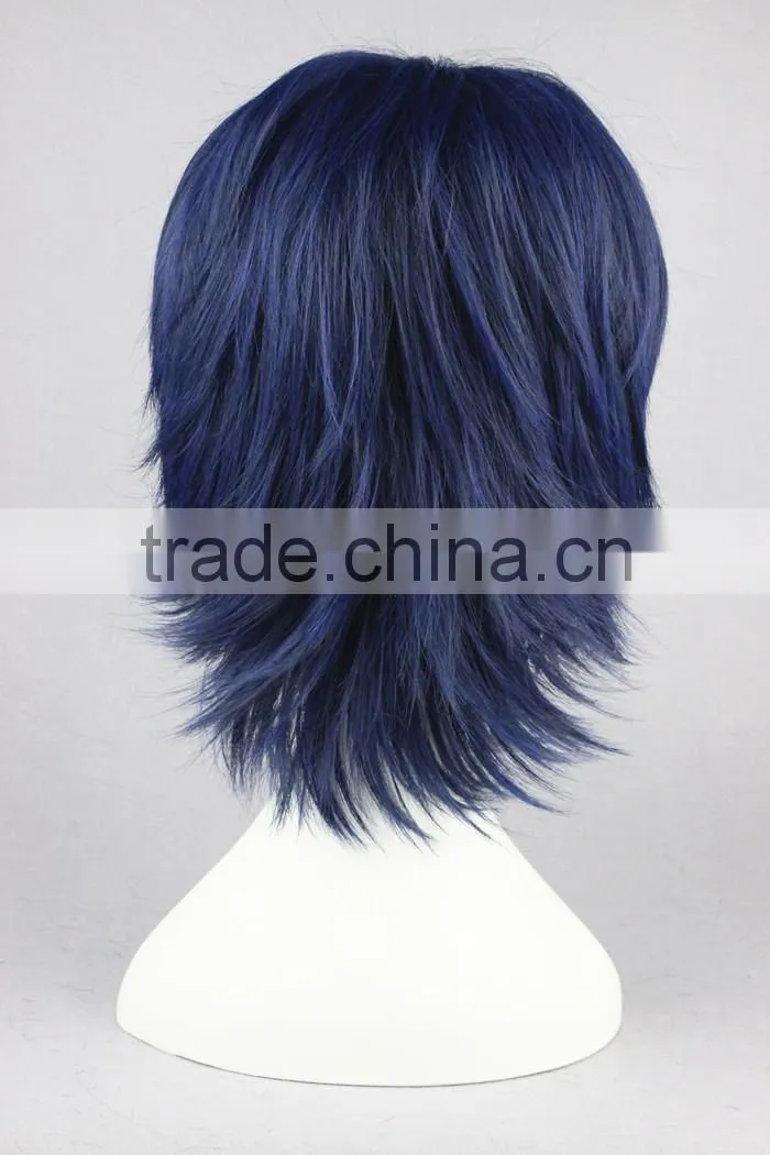 High Quality 35cm Short Straight Shugo Chara Wig Yoru Dark Blue Synthetic Anime Wig Cosplay Costume Hair Wig Party Wig