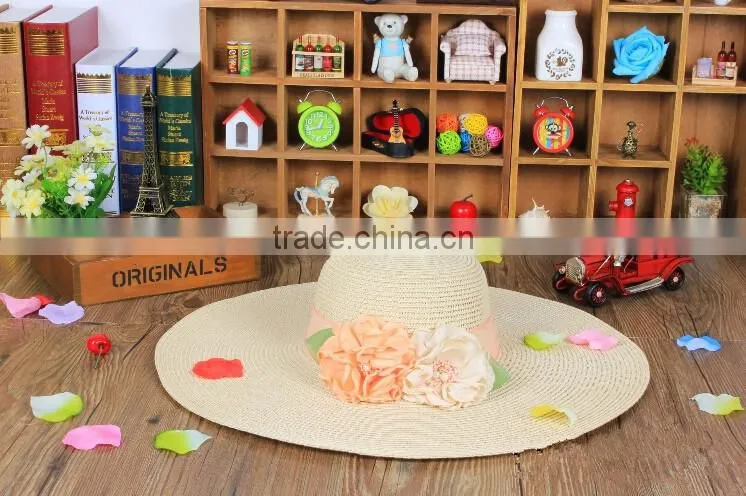 Fashion Floppy Folding Women Girl Summer Sun Hat Straw Beach Wide Large Brim Cap