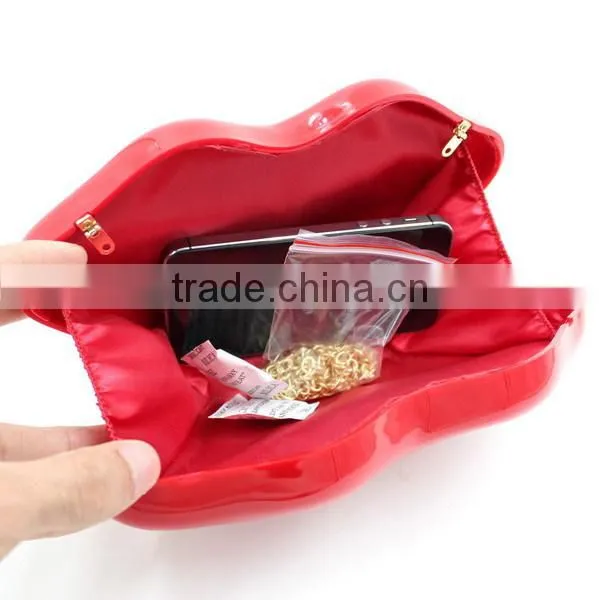 Women's Acrylic 3d Sexy Red Lip Evening Handbag Party Clutch Crossbody Shoulder Purse