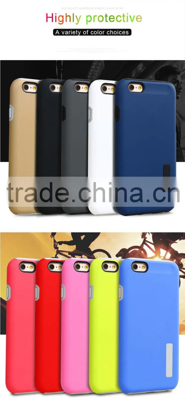 PC+TPU new trend plastic wholesale manufacturer back cover free sample smartphone hard case tpu pc phone case for iphone 6s