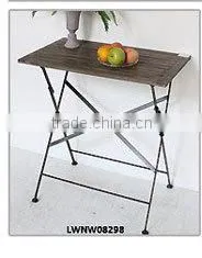 European Rectangle White Zinc Top Wood Table Antique