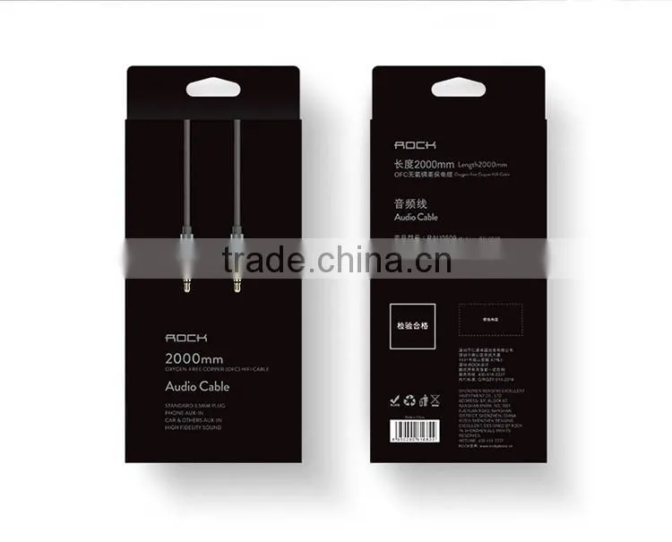 Rock RAU0509 200CM Audio Cable for iPhone 6s Headphone Speaker 3.5MM Universal Metal Aux Stereo Audio Cable