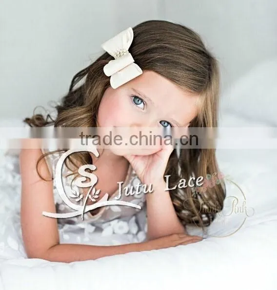 7cm Large satin rhinestone hair bow, Handmade baby Garment collar Accessories