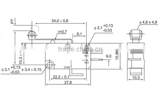 CNTD Quality Control Micro Limit Switch Long Roller Lever Arm SPDT Snap Action CMV-103D