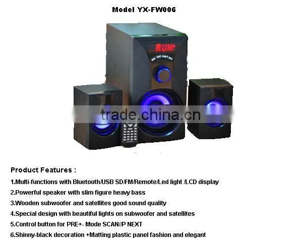 LED wireless system active 2.1 speaker