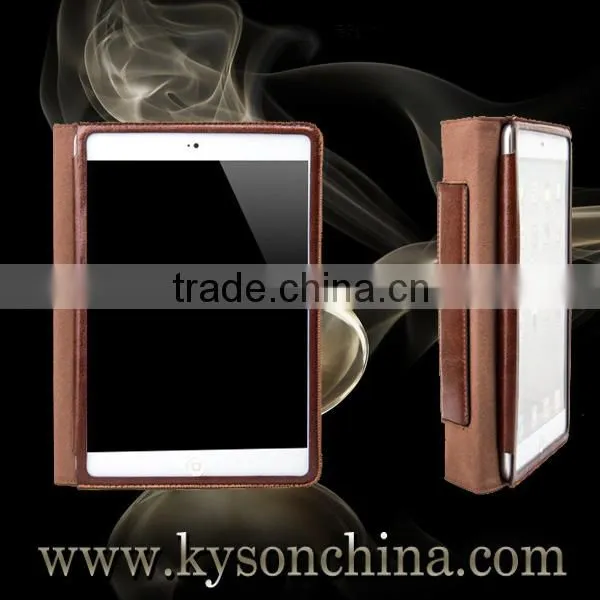 Brown real leather protective case for Apple iPad mini2 retina