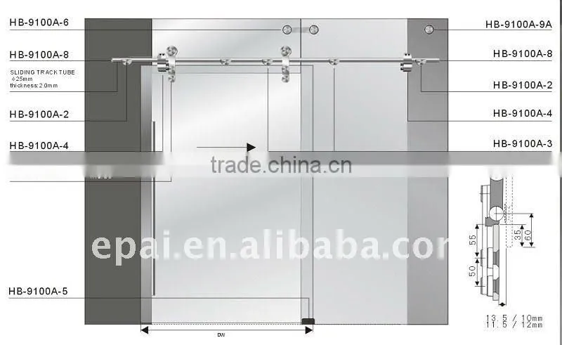 Sliding door glass connection