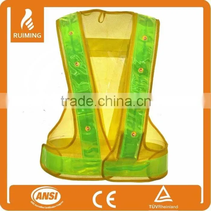 hot sale the most popular flashing Led safety vest with 16 light mesh fabric