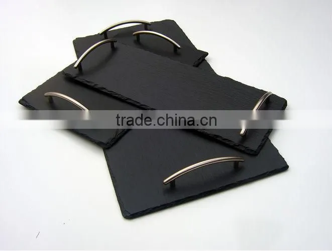 big size natural slate food tray with handles