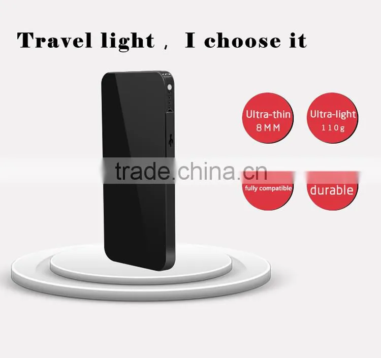 retractable cable wireless mini power bank with CE FCC ROHS