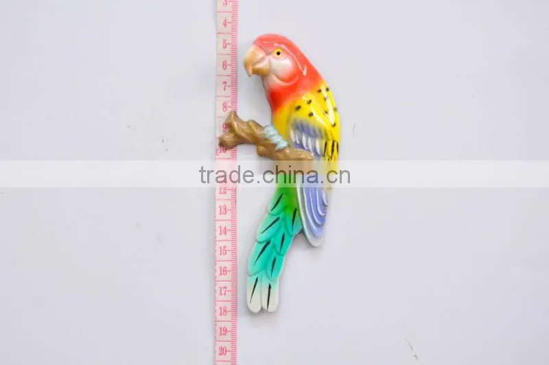 5 inch Plastic Pearl Powder Flat Parrot Birds Fridge Magnet, Handicraft Wall Hanging