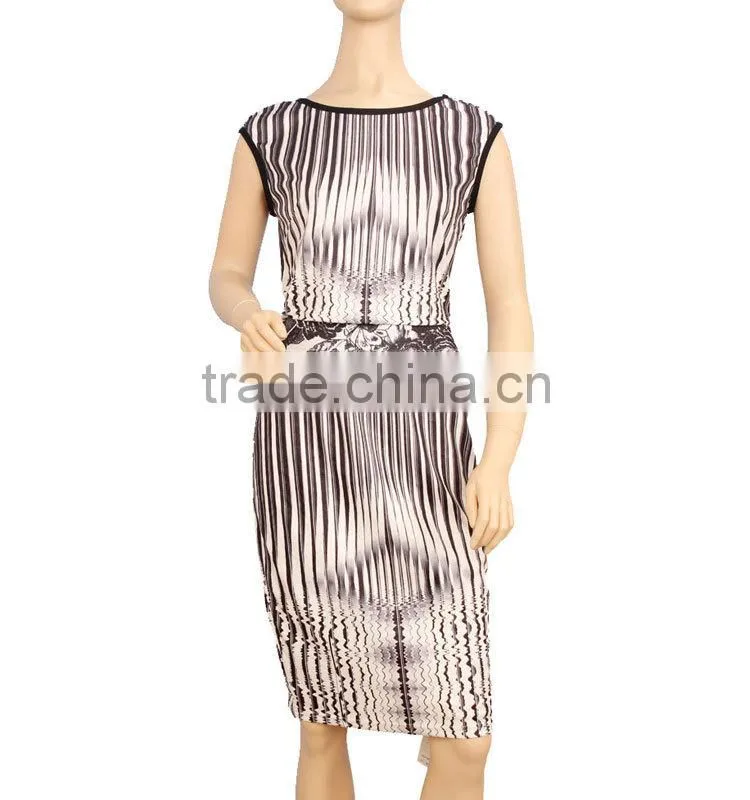 2016 stripe digital print women sleeveless dress suit
