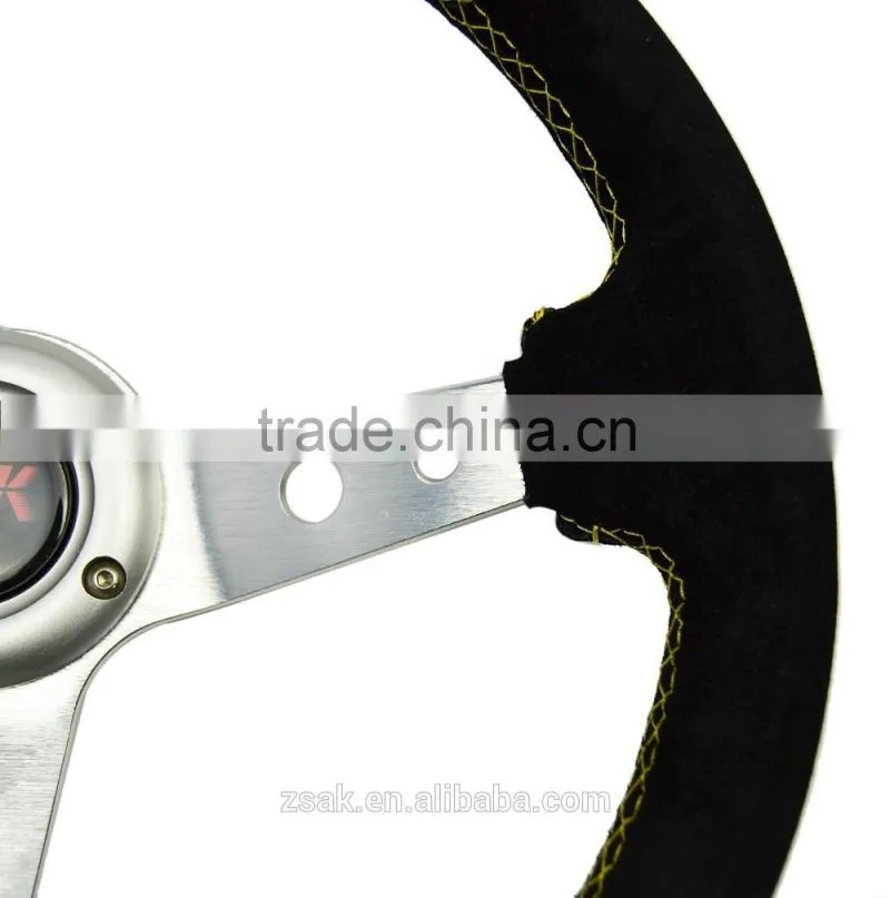 High quality deep dish wheel suede black car game steering wheel