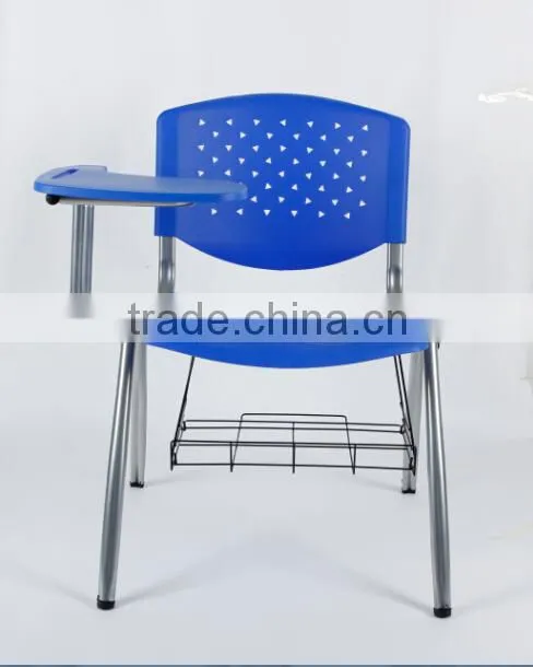 Lihua factory wholesale STACKABLE plastic student school chairs with writing pad 1008d