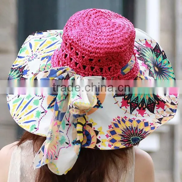 Beautiful design Women's paper peacock animal straw hats