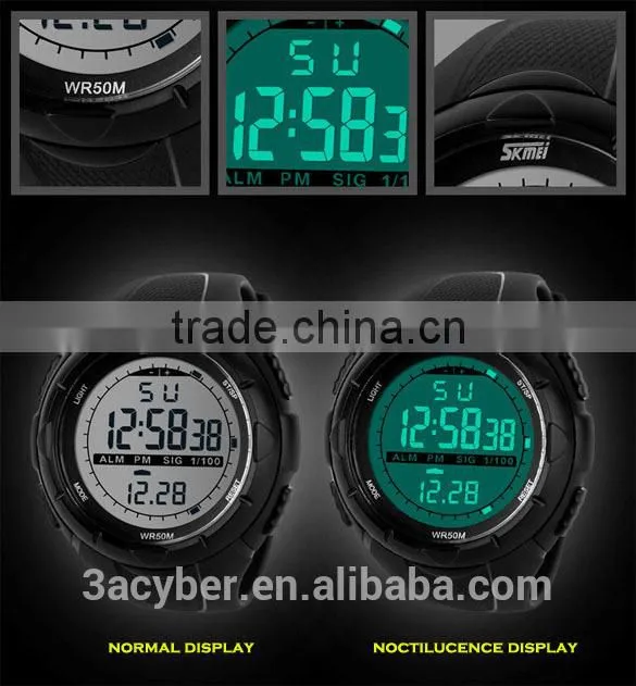 Unisex 50M Waterproof Digital LCD Alarm Date Military Sport Analog Watch 2014
