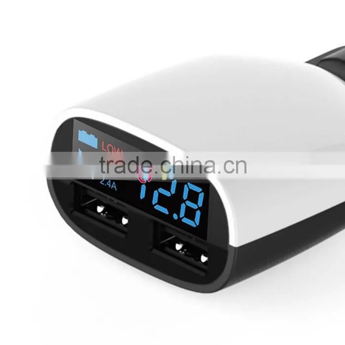 Dual LED Display USB Car Charger For Samsung Galaxy S6 Note 5 4 iPhone HTC White