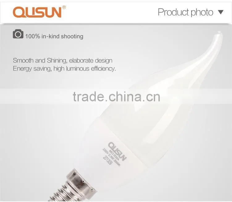 QUSUN LED Candle Light 2.5W Fluorescent Finish for Ambience Lighting