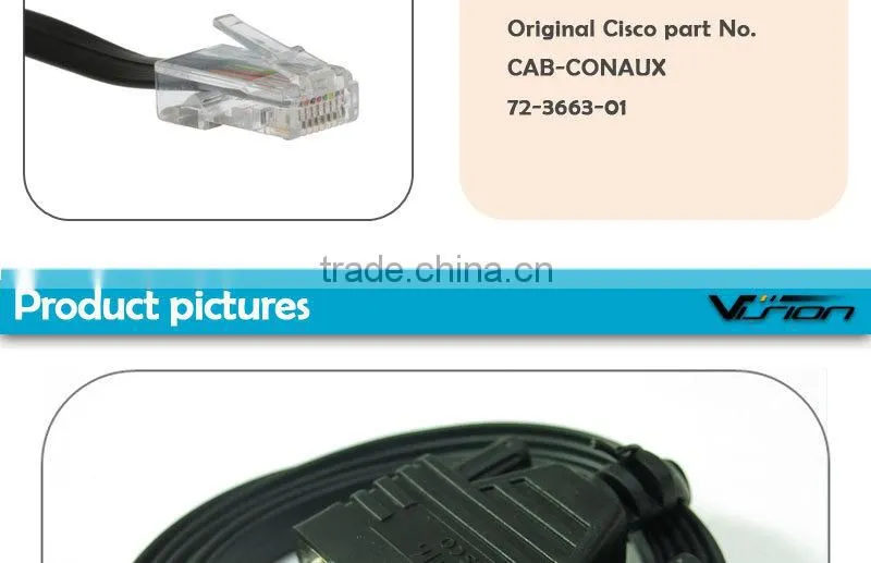 Cisco DB25 to RJ45 CAB-CONAUX Modem/Console Cable, 72-3663-01