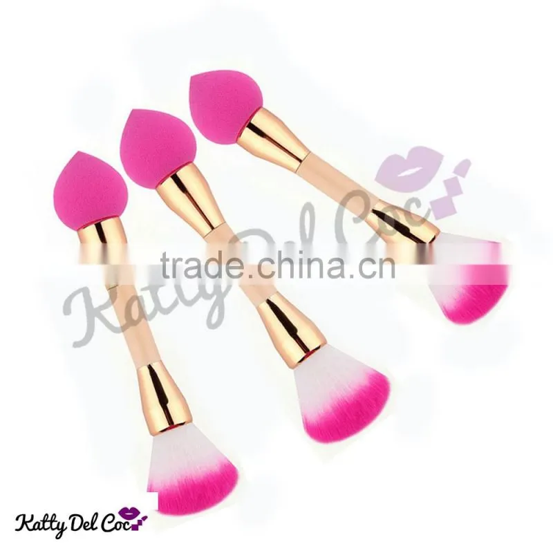 high quality custom logo makeup brushes cute pink double side use