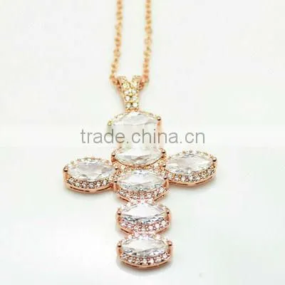 Wholesale Clear CZ Cross Chain Pendant