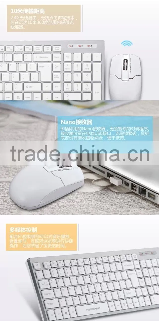 2016 latest popular and stylish keyboard 2.4G wireless keyboard and Mouse Combos