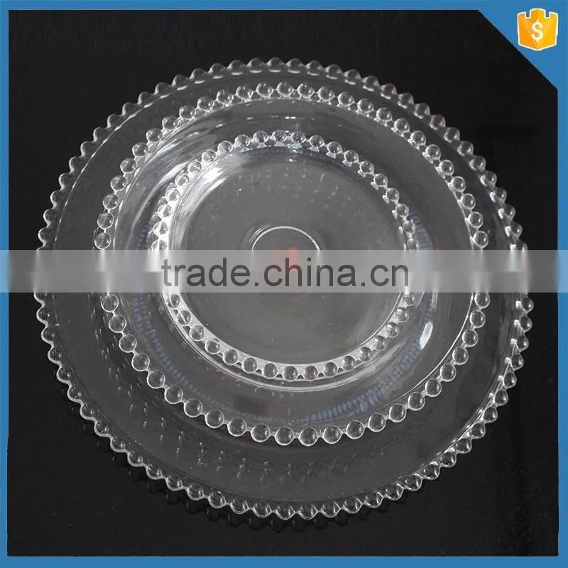 Wedding used wholesale glass beaded charger plate