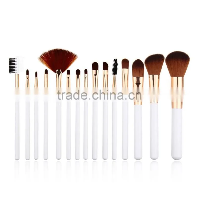Personalized Logo 15 Pcs Synthetic Hair Makeup Brushes Set For Foundation and Eyeshadow