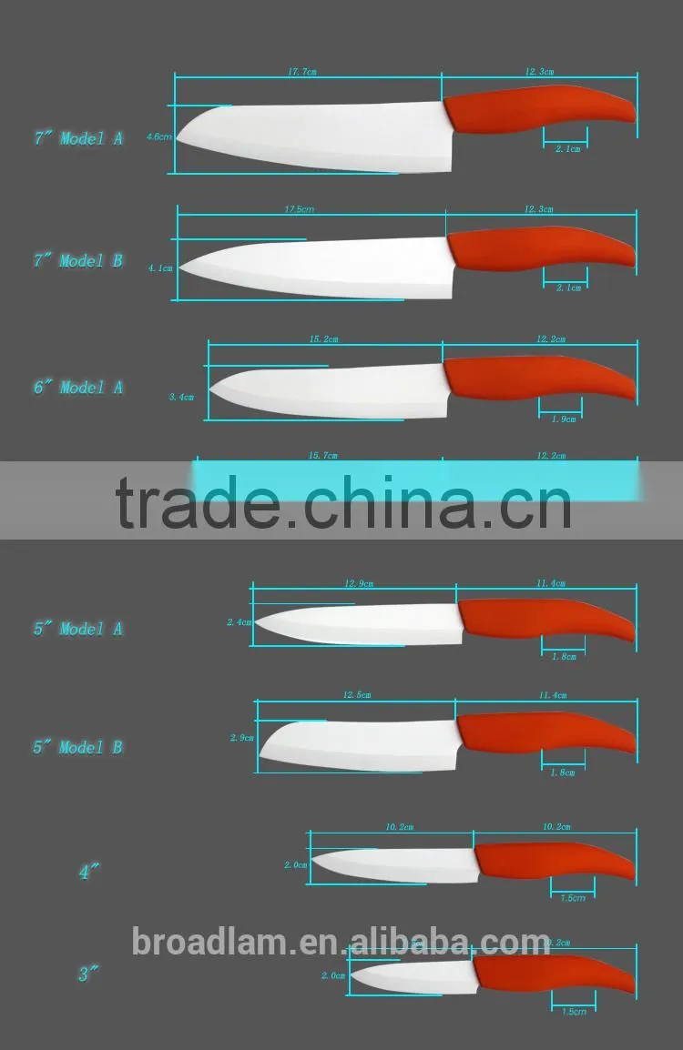 Healthy Anti-bacterial Ceramic Fruit Knife in Colorful Blade Size of 6 inch