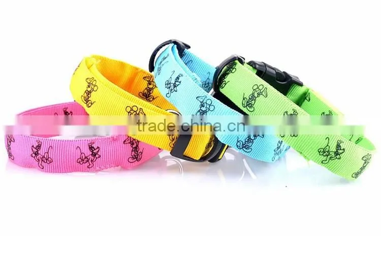 Adjustable Lovely Pet Dog Flashing Safety Nylon Night Glow Collar LED Lights