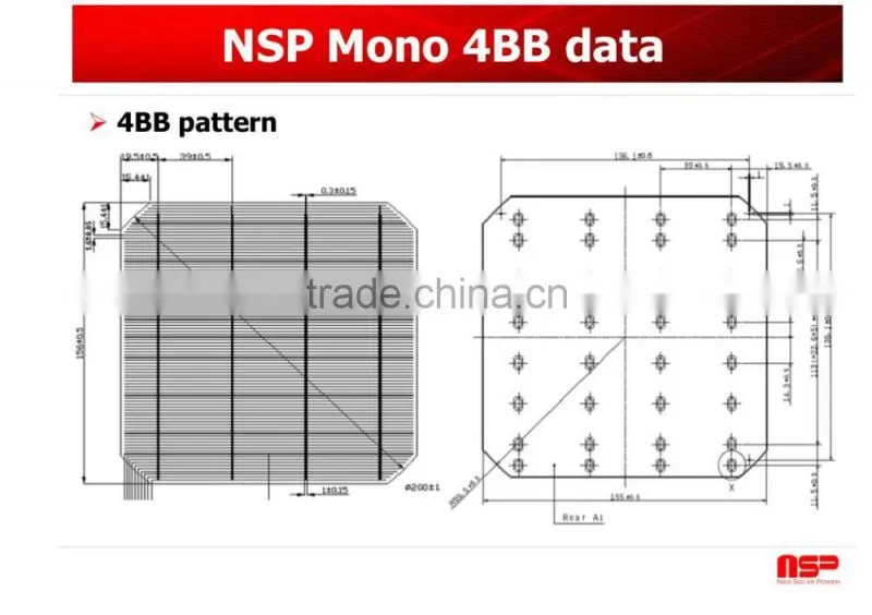 NSP Taiwan solar cells 4BB 156 mono solar cells