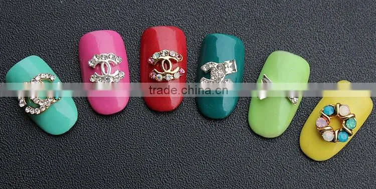 gold plating no fading color drop bow pearl big stone crown nail metal jewelry