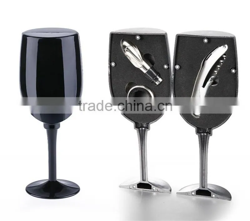 Creative Black Color Novel Wine Bottle Box Wine Stopper Set Accessories for Sale