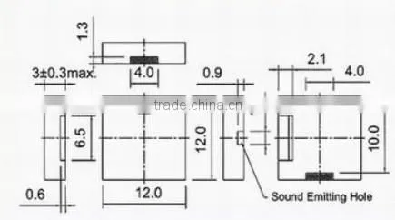 higt quality 1.5v 95DB 12.0*3.0mm piezo buzzer SMT1230 SMT1230(FBELE)