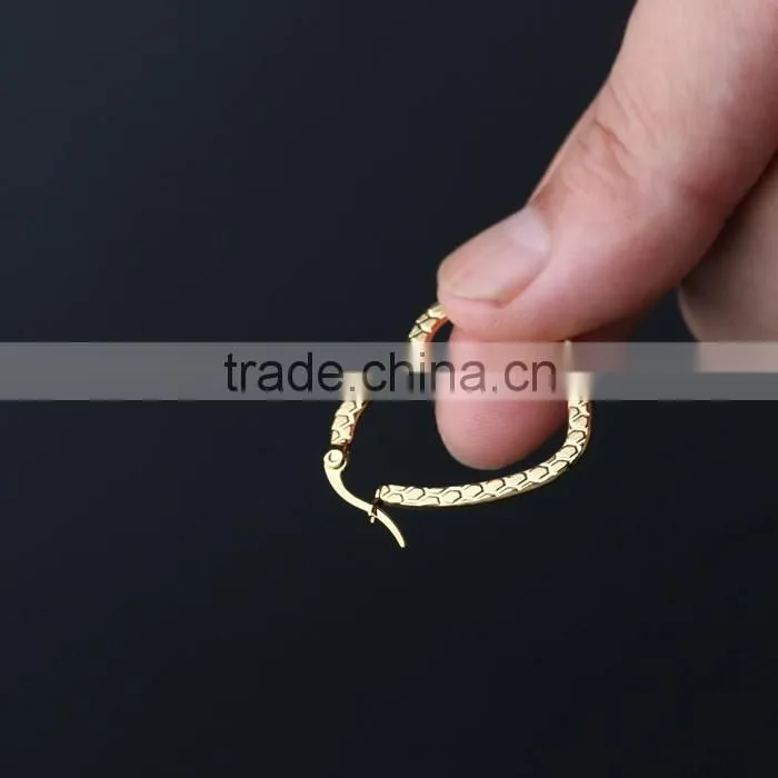 Jewellery Lxury Surgical Steel Gold Plated Peach Heart Shape Hoop Earrings