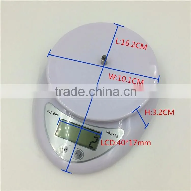 Household use LCD display vegetable food kitchen scale 5000g WH-B05