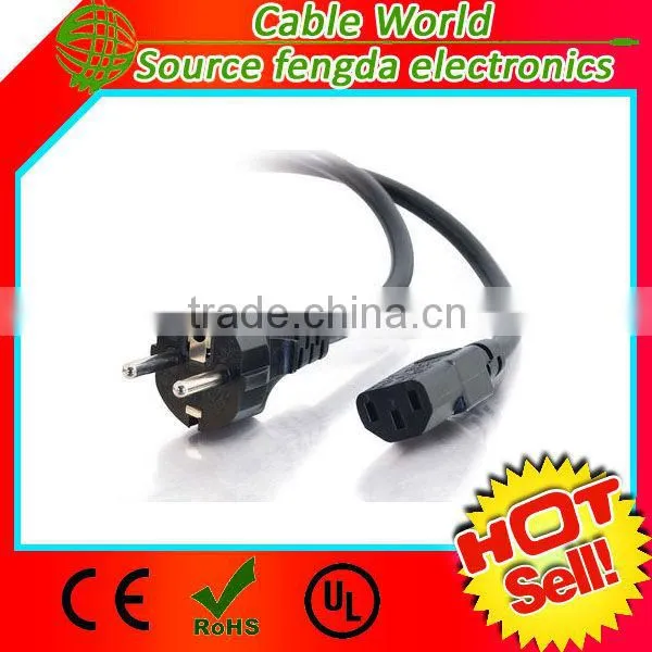 EU 220V AC power cord CEE7/7 to IEC320 C13 250V 10A 14AWG