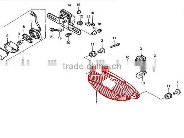 Universal LED tail-lamp for VTR1000F Super Hawk 98-05 clear free shipping